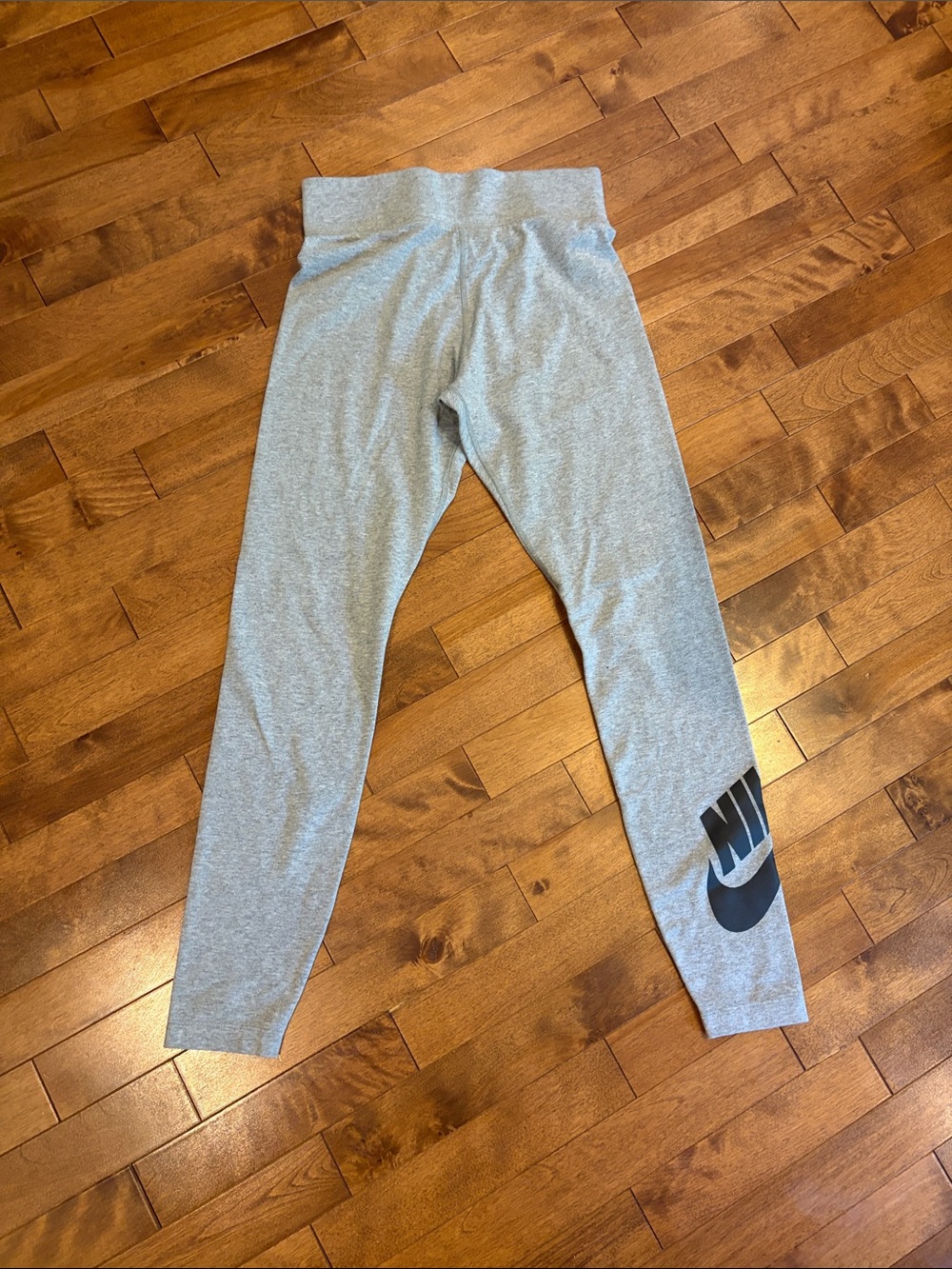 Nike Light Gray Girls' Leggings with Black Logo